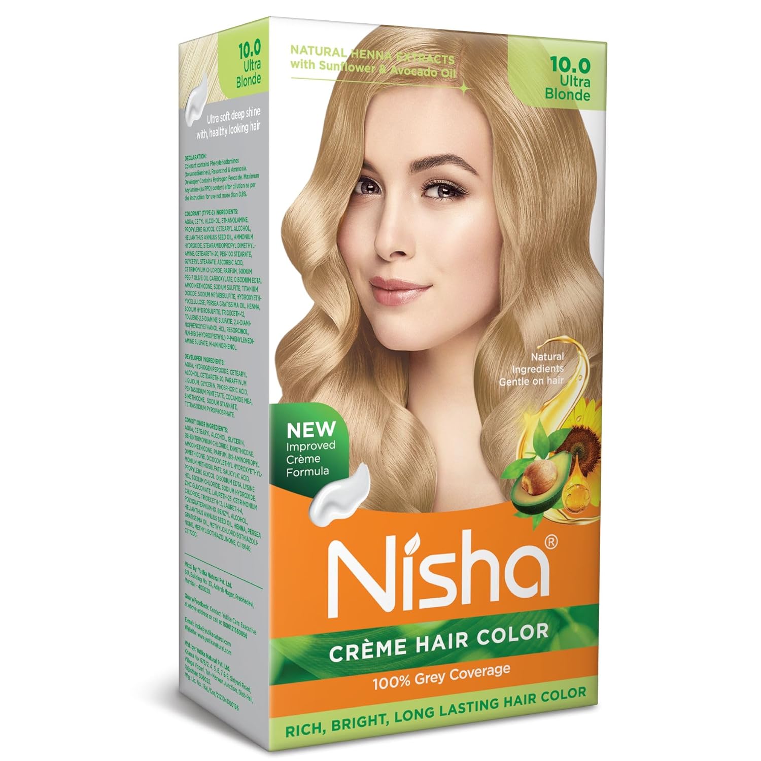 

Nisha Крем-краска для волос Ультра-блонд 60г+60мл Упаковка 1 шт. Стойкая Закрашивание седины Без аммиака Краска для волос
