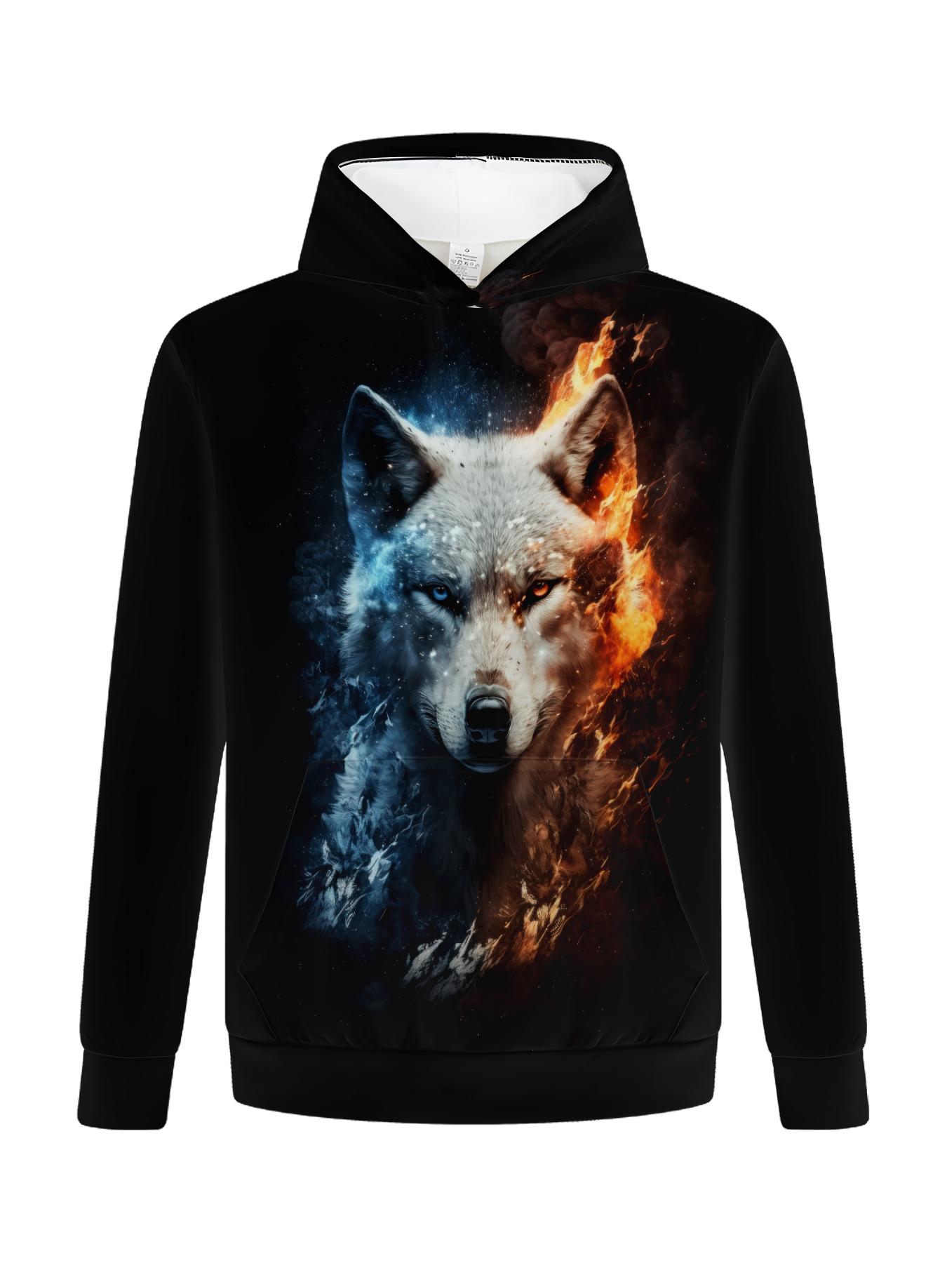 Мужская толстовка Lone Wolf со стереоскопическим 3D-принтом на осень и зиму — фото 6