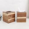 Acacia Wood Tissue Box Large Capacity Pull-Out Bottom Napkin Holder Solid Wood Tissue Storage Organizer for Home Bathroom
