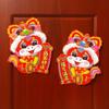 1 Pair Traditional Pattern Horse Year Door Sticker 3D Zodiac Horse Stickers  Window Door Decoration