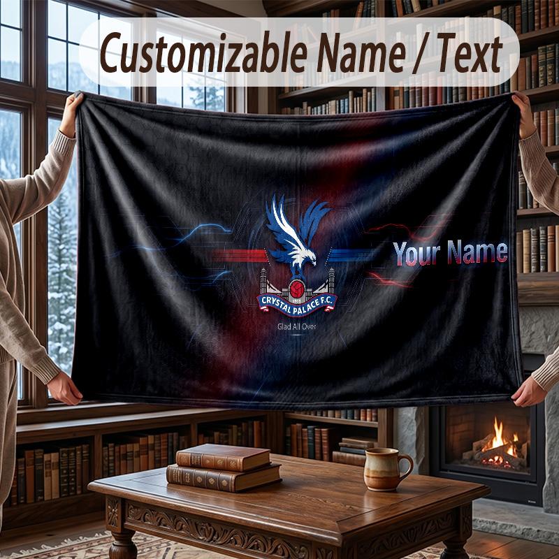 Custom Name Flannel Throw Blanket Crystal Palace Pattern Warm Home Decoration