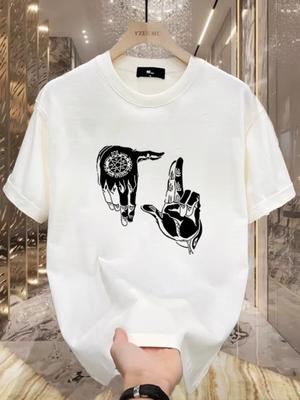 Mens Printed Cotton Tshirt 100 Cotton Suitable for Summer Fun and Versatile Casual Tshirt