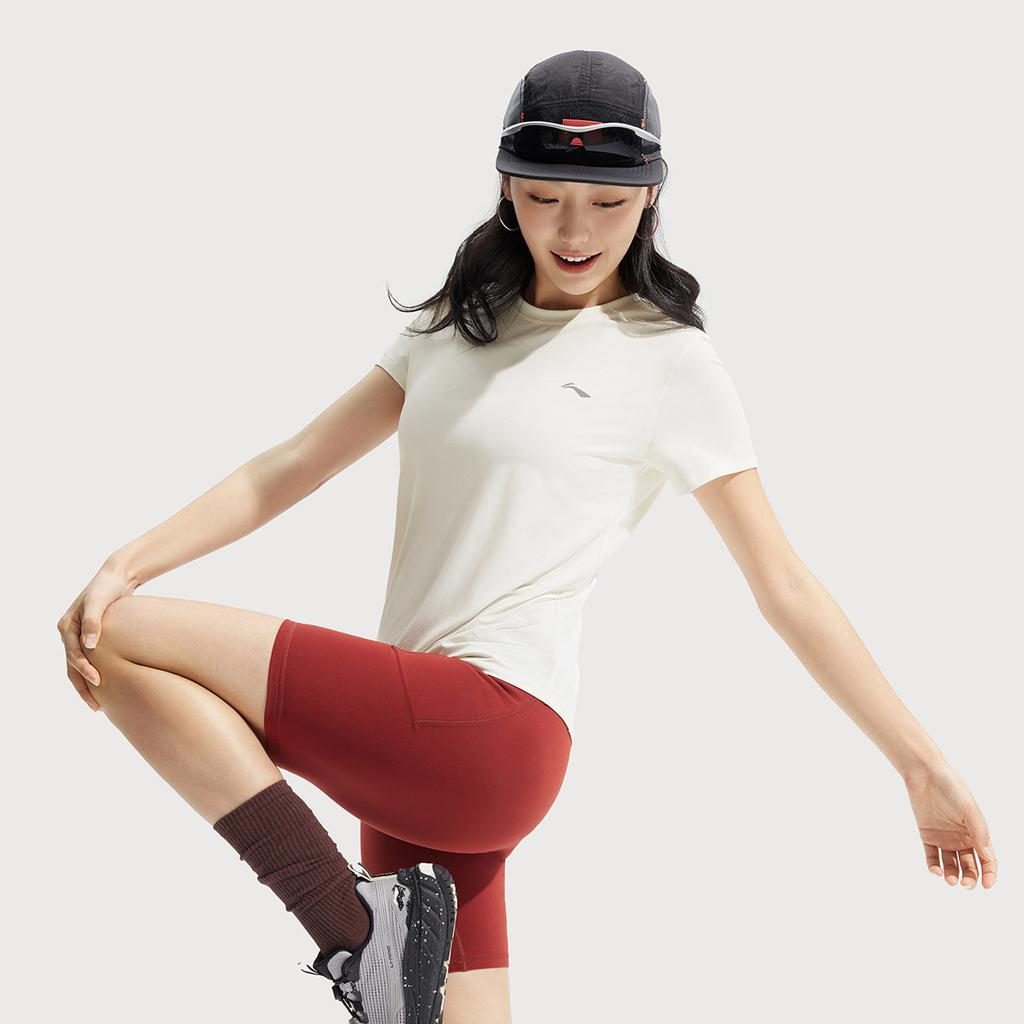 Li Ning Cool Tea T Casual Klimmen Fitness Veelzijdig Effen Kleur Ronde Hals Sneldrogend Koel Comfortabel Ademend T-Shirt met Korte Mouwen ATSV592-3