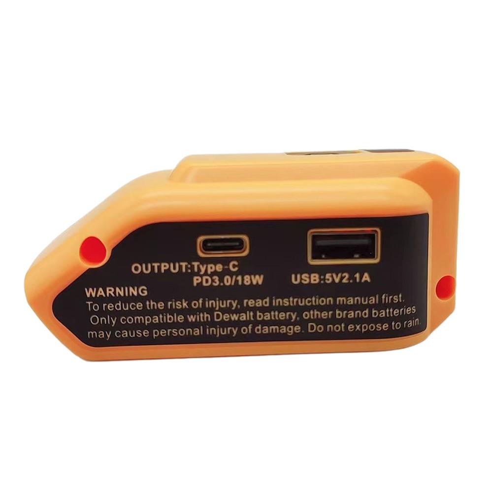 DCB090 Battery Adapter For DEWALT 14.4V/20V MAX USB+Type C Power Source Charger