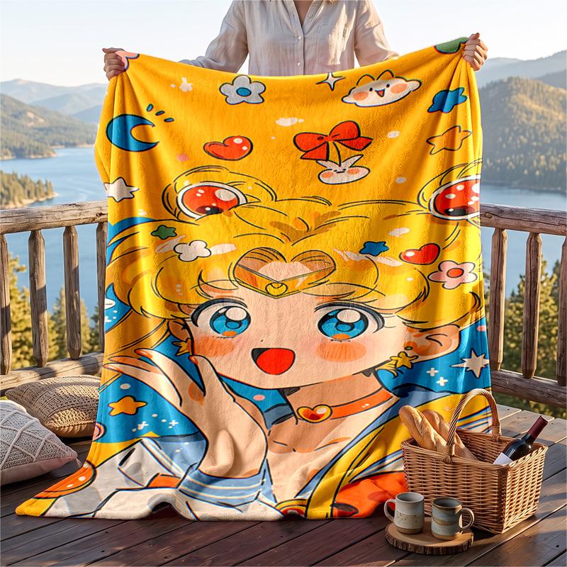 Warm Flannel Throw Blanket,Sailor Moon Lightweight Cozy Blanket For Bed Sofa And Daily Use