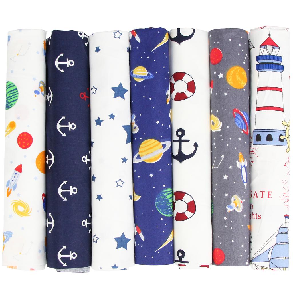 7PCS 25 X 25cm/50 X 50cm Squares Cotton Craft Fabric Cloths for DIY Bundle Patchwork Quilting Sewing Scrapbooking Artcraft