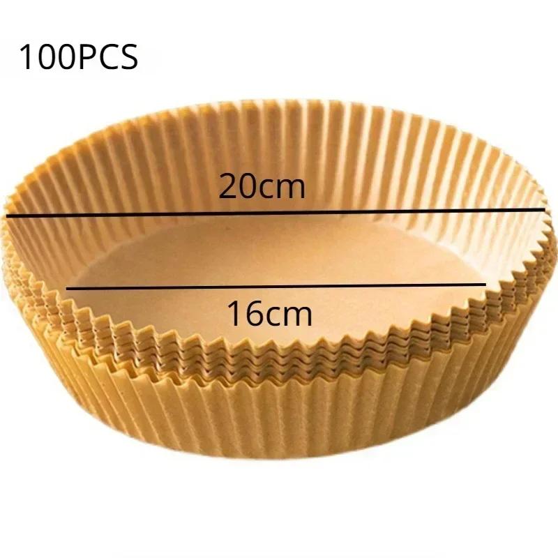 50/100PCS Air Fryer Bakeware Disposable Paper Tray Non-Stick Mat Baked Silicone Paper Square Round Air Fryer Accessories