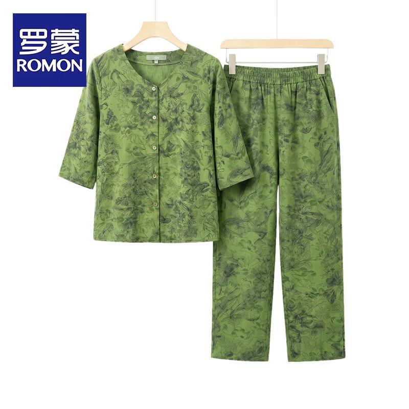 ROMON Women s Mid-Aged Summer Two-Piece Set 3XL