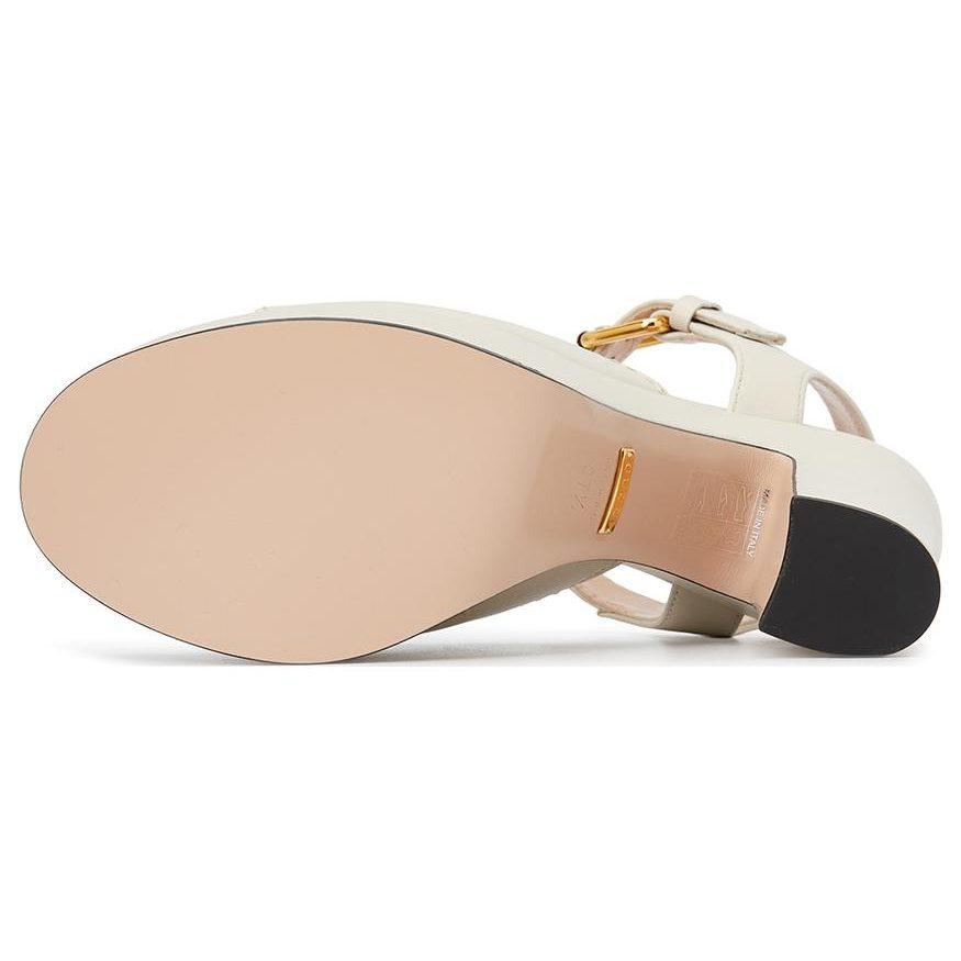 Gucci Horsebit Leather Horsebit One Strap Sandals 12cm Women's White 674776 BKO00 9049