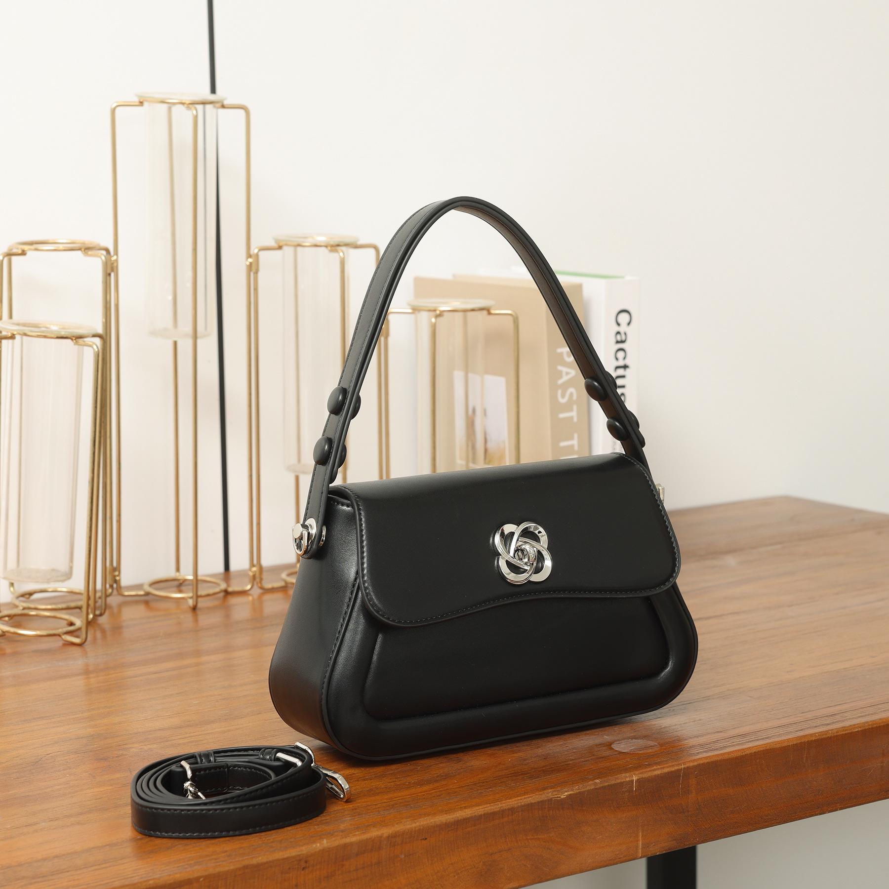 2024 Autumn/Winter New Niche Design Handbag Fashionable Commuting High-End Vintage Single-Shoulder Crossbody Small Square Bag чёрный