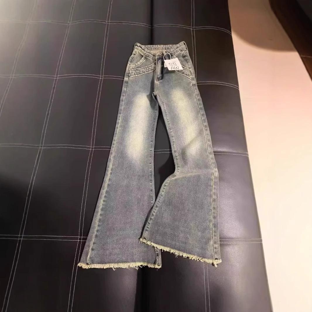 

Women s Retro Micro-Flare Jeans - Spring/Summer Sensual Slimming Floor-Length Pants XL синій