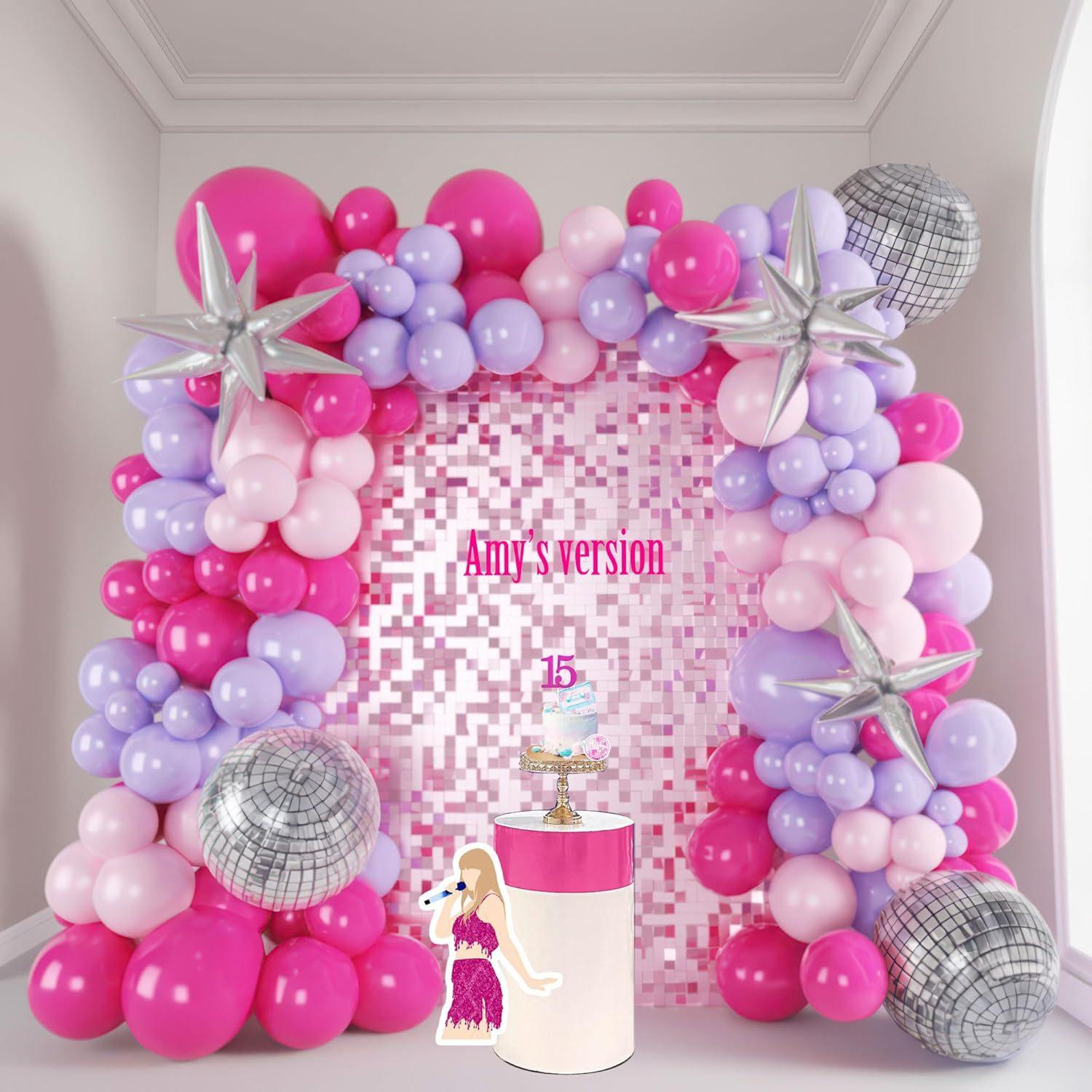 

127 Piece Disco Balloon Arch Set Exploding Disco Rose Red Pink Balloon Birthday Cowgirl Party balloon set