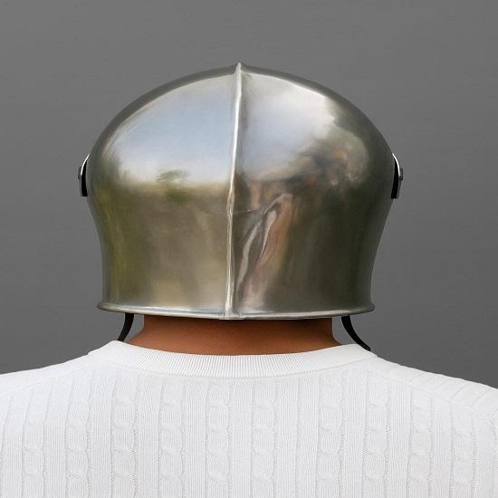 Silver Medieval Barbuta Visored Helmet Steel Knight Armor Warrior Helmet for LARP, Cosplay, Reenactment