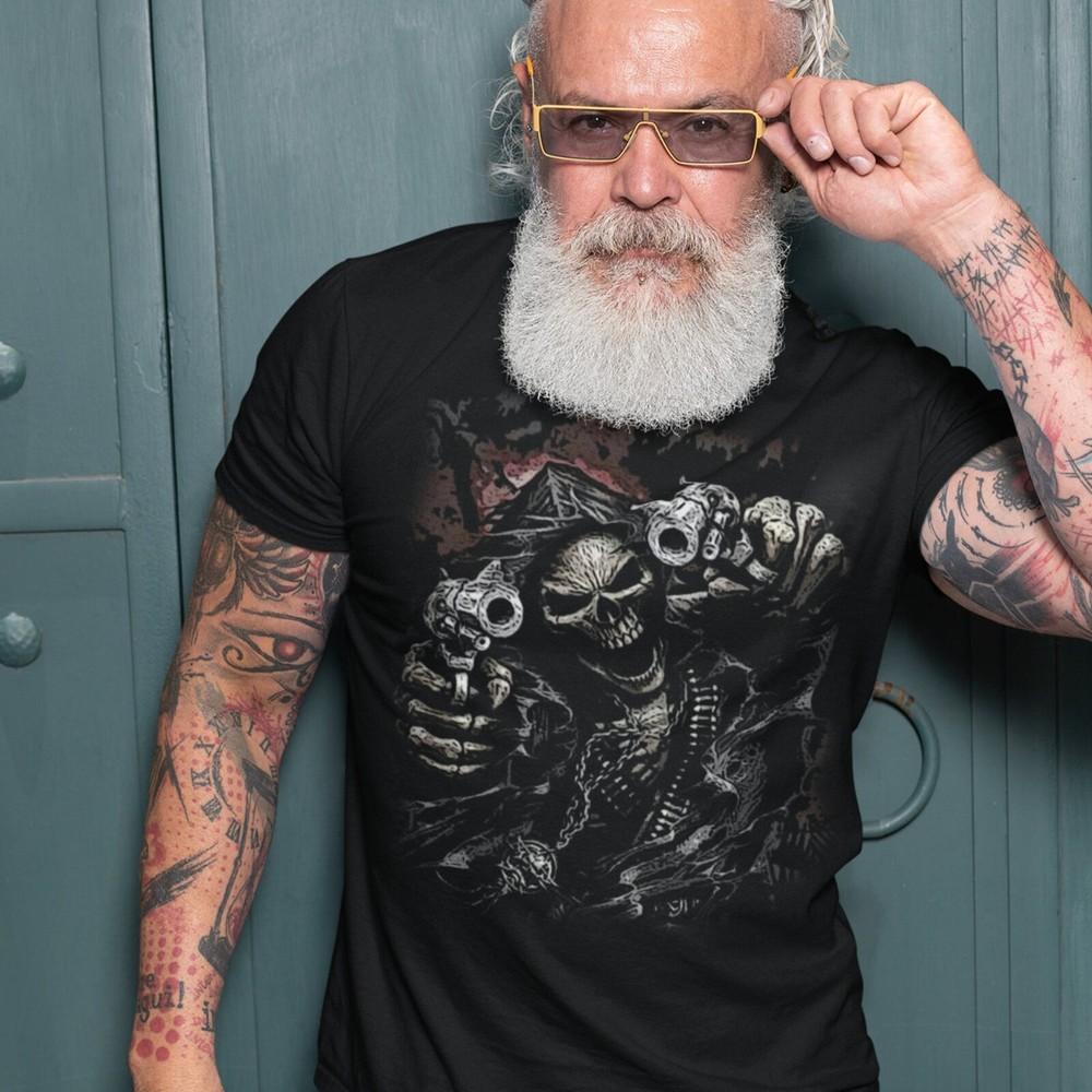 Grim Reaper T Shirt, Reaper Shirt, Skull TShirt, Skeleton with Guns,Halloween wbr/ #26 Unisex T-Shirt L