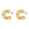 C-shaped Hollow Earrings Fashionable Personalized Design Wind Copper Material Plated 18k Real Gold Light Luxury Earrings
