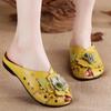 Fashion 2025 Summer Genuine Leather Shoes Women Sandals Old Beijing Style Cow Leather Shoes Flowers Black Red Yellow Plus Size 41 D416