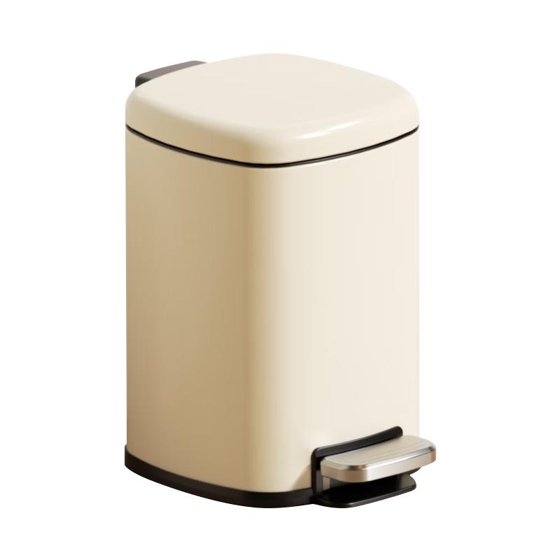 AKBK 10L Cream White Stainless Steel Foot Pedal Trash Can