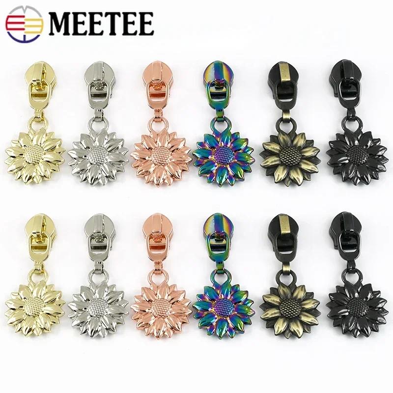 5/10/30Pcs 5# Zipper Puller for Nylon Zip Clothes Bags Decor Zips Slider Handle Sunflower Zippers Head Repair Sewing Supplies