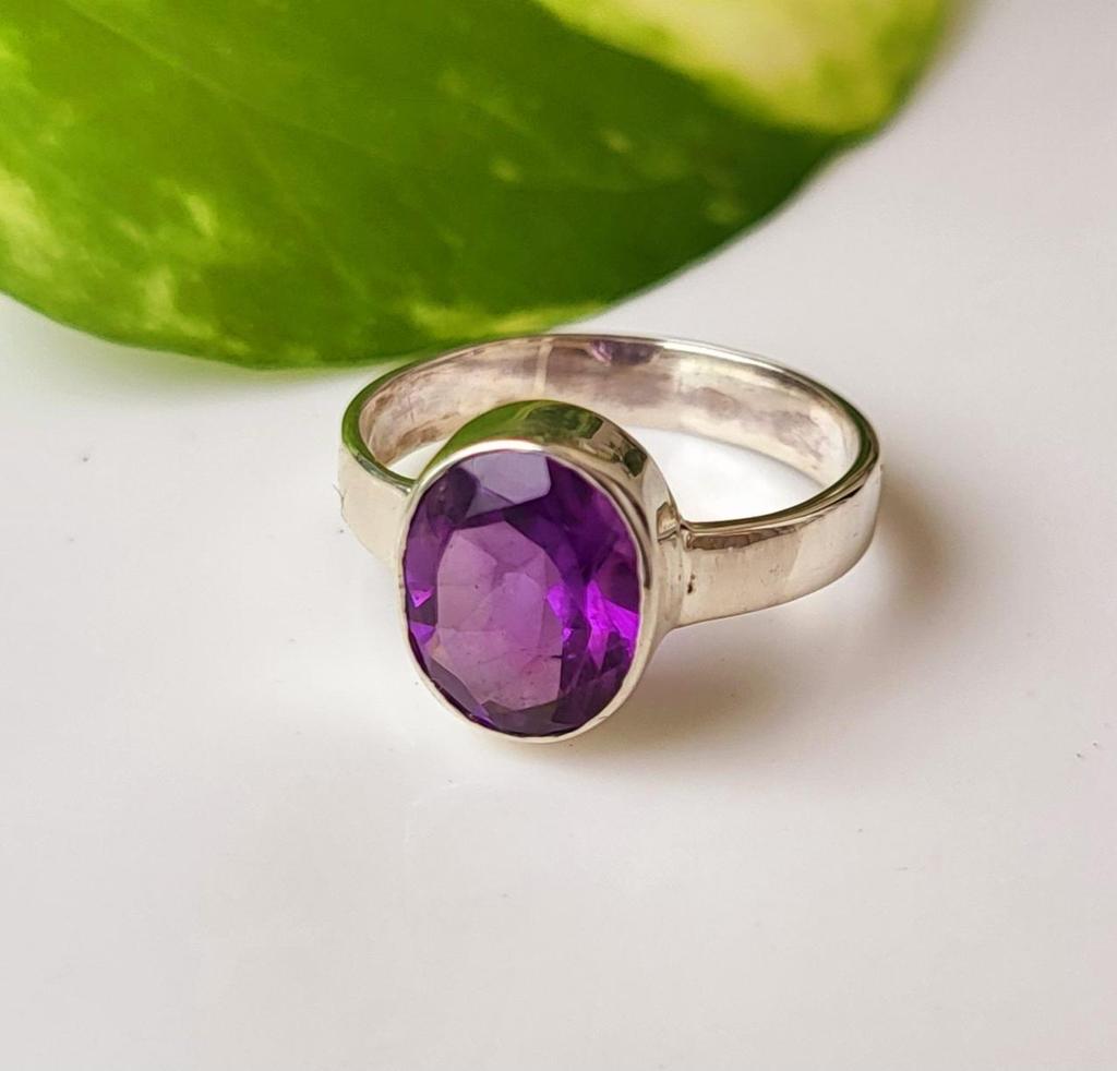 Natural  Amethyst Gemstone 925 Sterling Silver Ring Size 6.5 US, A110 Gift Ring