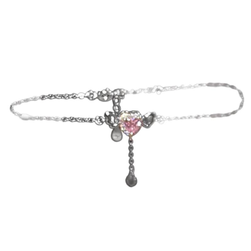 Stylish Silver Color Bowknot Bracelet Geometric Bracelet Adornment For Girls Fashionable Steel Wrist Chain