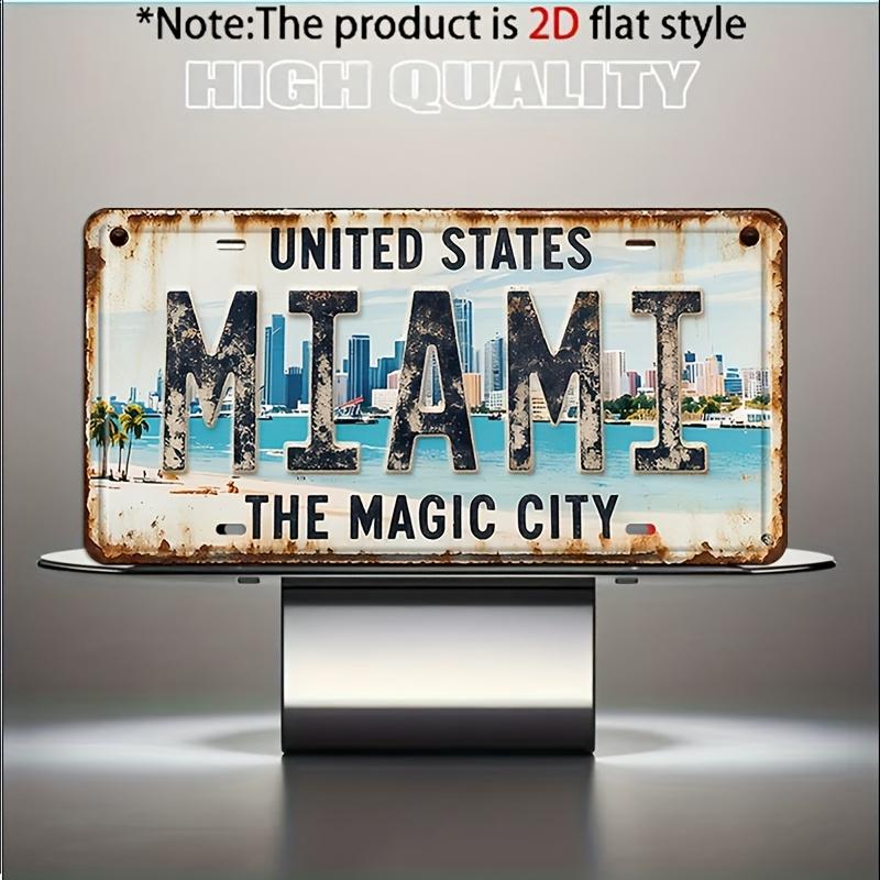D Flat  Decorative Only pc Vintage Miami Metal Decorative Plaque and Ornament Country Style Wall Decor Suitable for Mens 15x30cm(5.9x7.8inch)