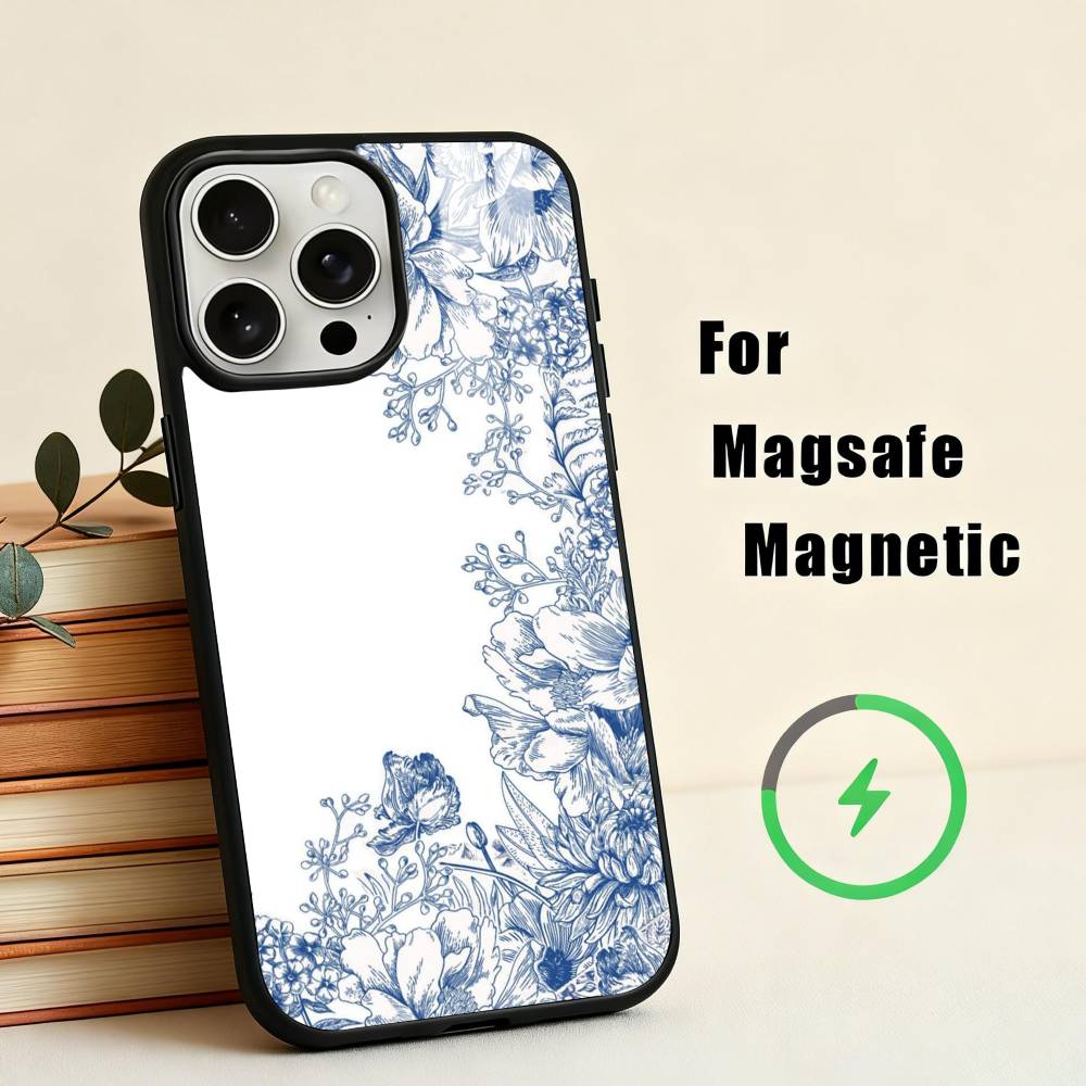 B-blue and W-white china Phone Case For iPhone17,16,15,14,13,12,11 Plus,Pro Max Magnetic For Magsafe Wireless Charging