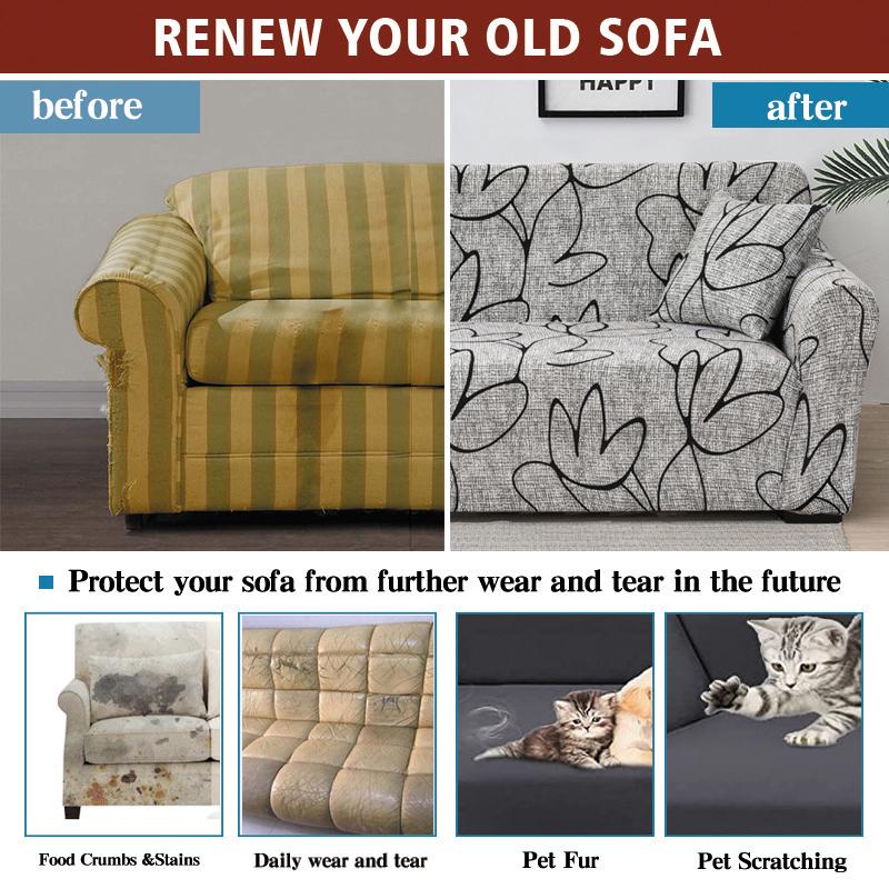 Ash Color Elastic Sofa Covers For Living Room Corner L -Shape Couch Cover Sectional Chair Slipcovers Protector Cover 1 /2 /3 /4 Seat