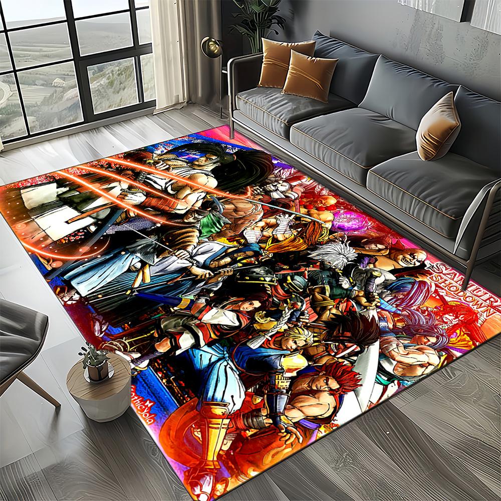 Retro Game Samurai Spirits Shodown Haohmaru Cartoon Carpet Rug for Living Room Bedroom Home Sofa Decoration,Non-slip Floor Mat