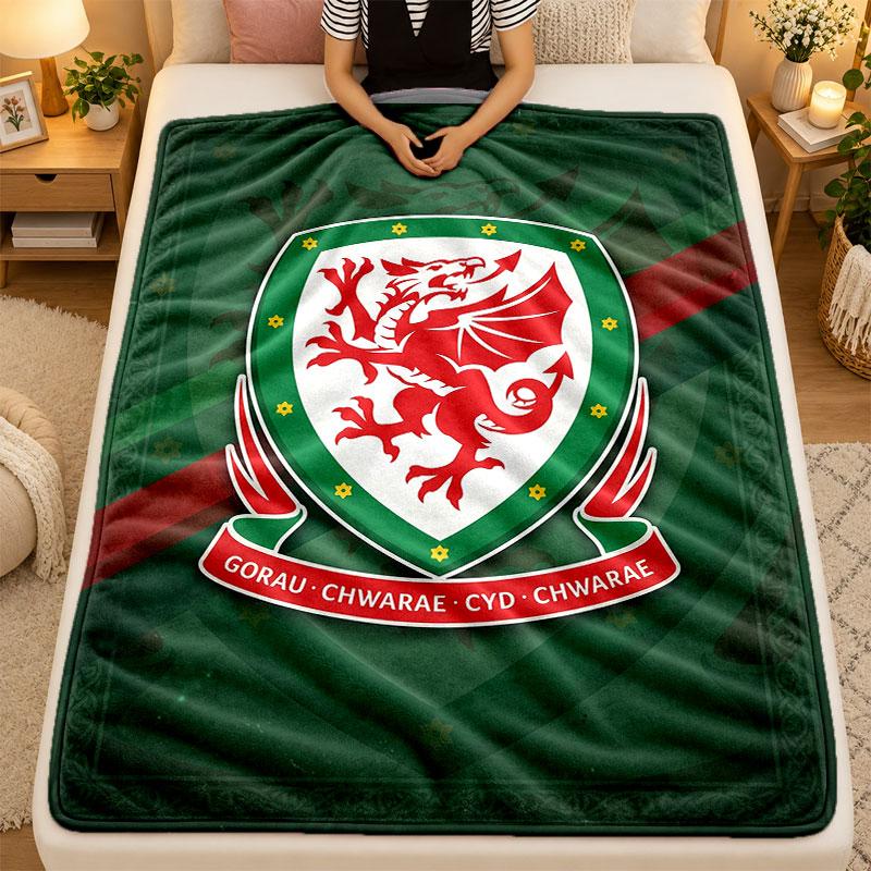 Flannel BlanketWales Rugby Warm Soft Throw Blanket for Indoor Sofa Bed Living Room Use