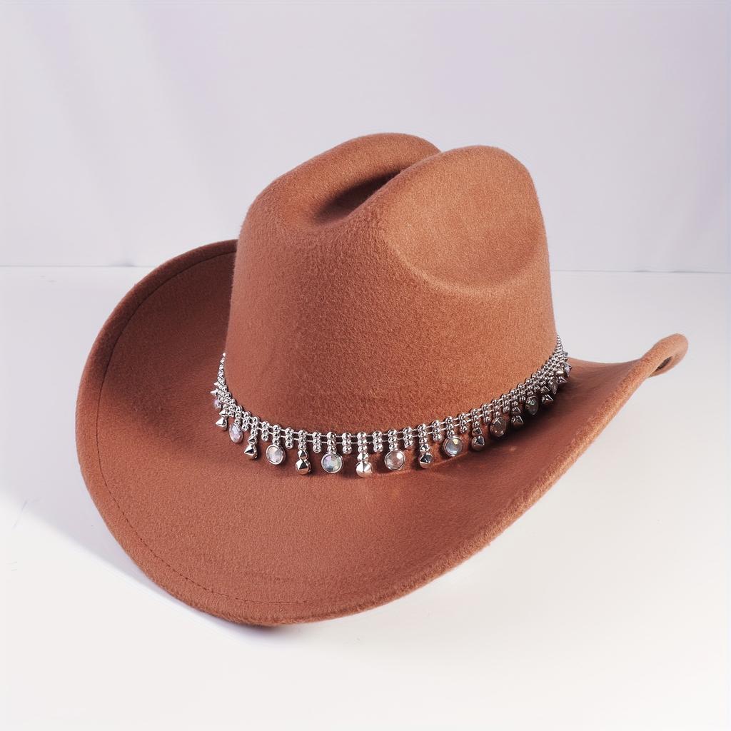 1Women's Sparkling Rhinestone Decorated Cowboy Hat Western Style Sequin Rhinestone Cowboy Hat Suitable for Parties and Daily Use