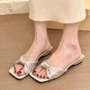 Fashion Summer Women's Slippers Elegant Square Toe Low Heels Women Fashion Slideshow Women Outdoor Party Dress Slippers