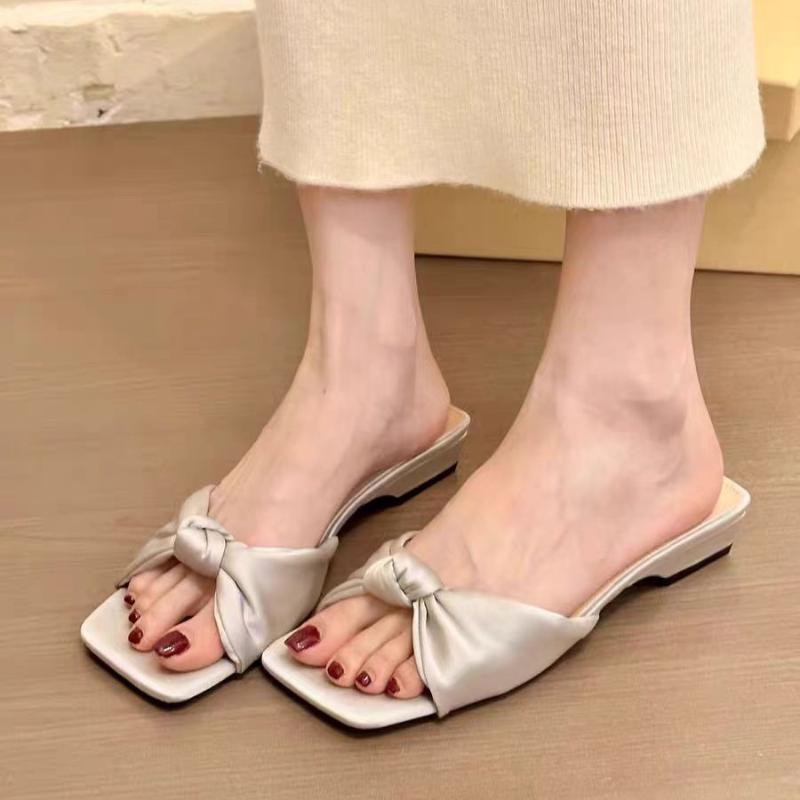 Fashion Summer Women's Slippers Elegant Square Toe Low Heels Women Fashion Slideshow Women Outdoor Party Dress Slippers