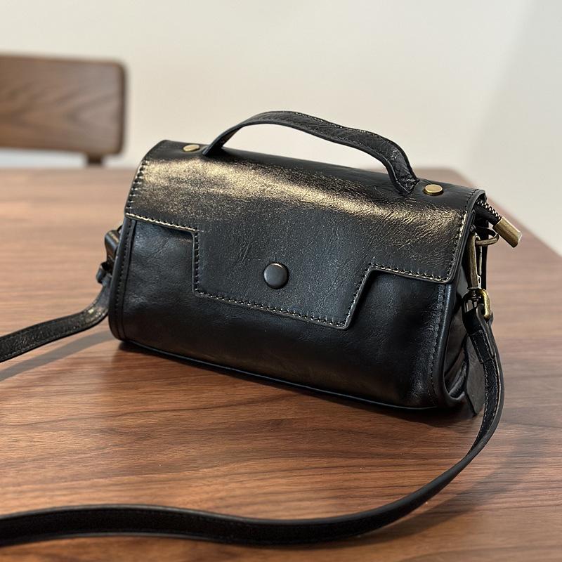 

Johnature Ретро натуральная кожа маленькая сумка для женщин универсальные коровья кожа повседневные сумки через плечо чёрный