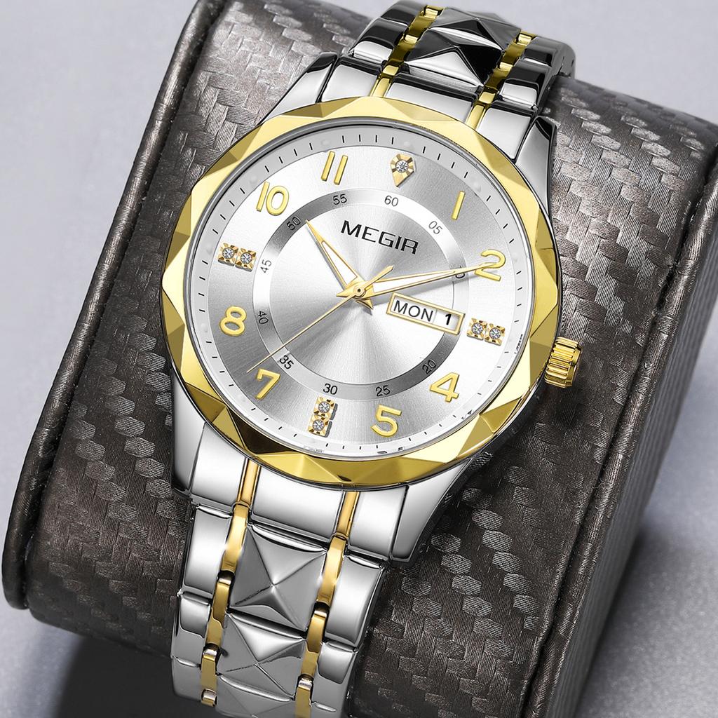 MEGIR Top Brand Luxury Watches for Men Stainless Steel Quartz Wrist Watch Luminous Waterproof Business Clock Reloj Hombre 1093