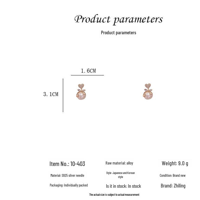 Cercei coreeni cu perle și inimă de piersică la modă - Eleganți ac din argint S925 pentru femei