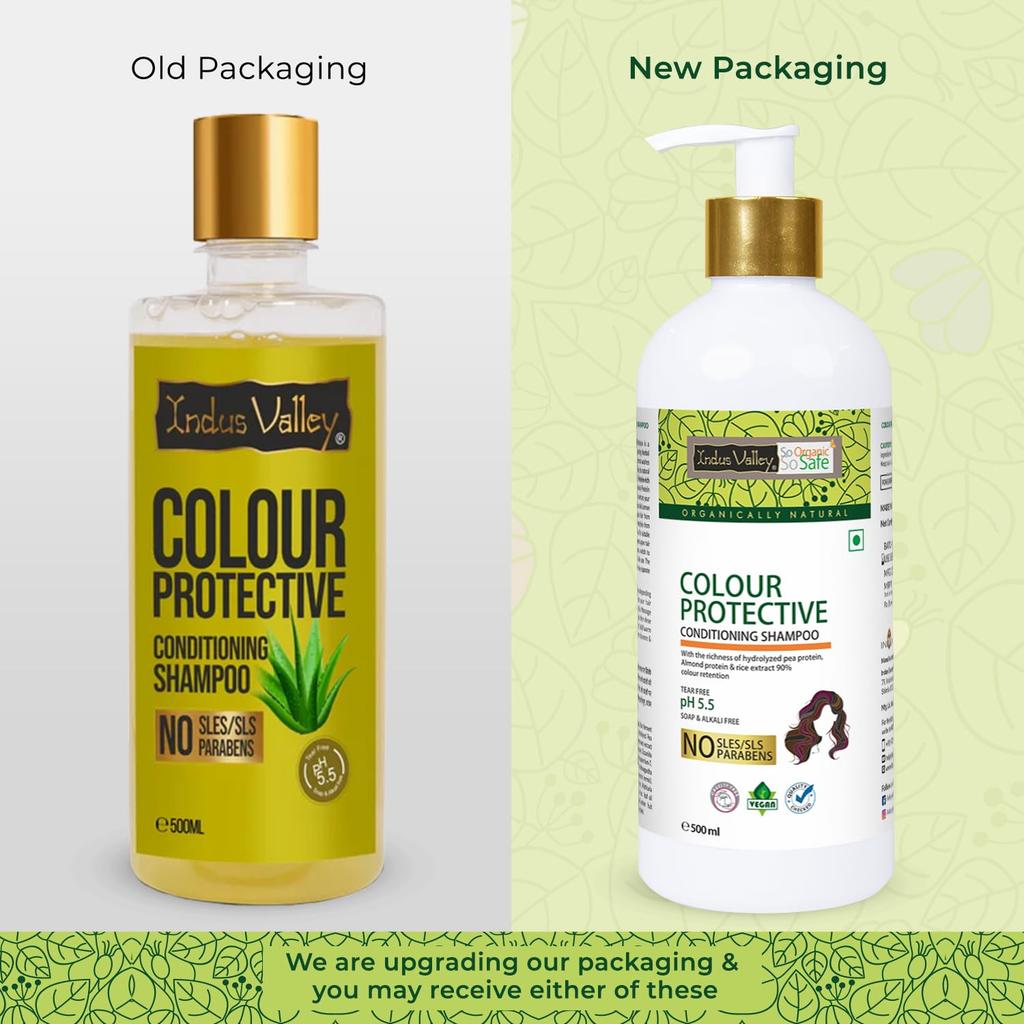 Indus Valley Organic Colour Protective Shampoo with Conditioner for Damaged Hair Natural Vitamins & Minerals Enriched Nourishing Shampoo for Colo