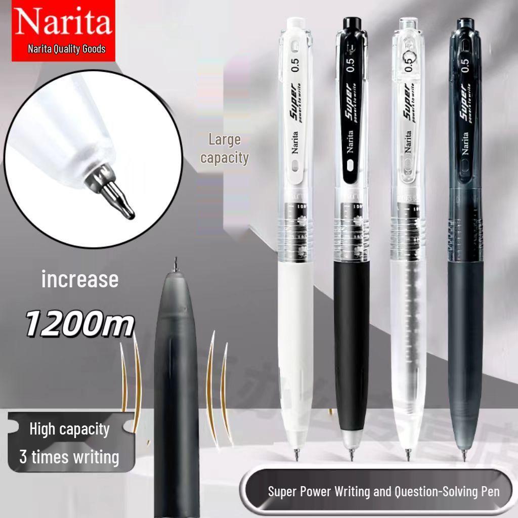 Narita 605S Quick-Dry 0.5mm Ballpoint Pen, Large Capacity, Smooth ST Tip for Exams & Study