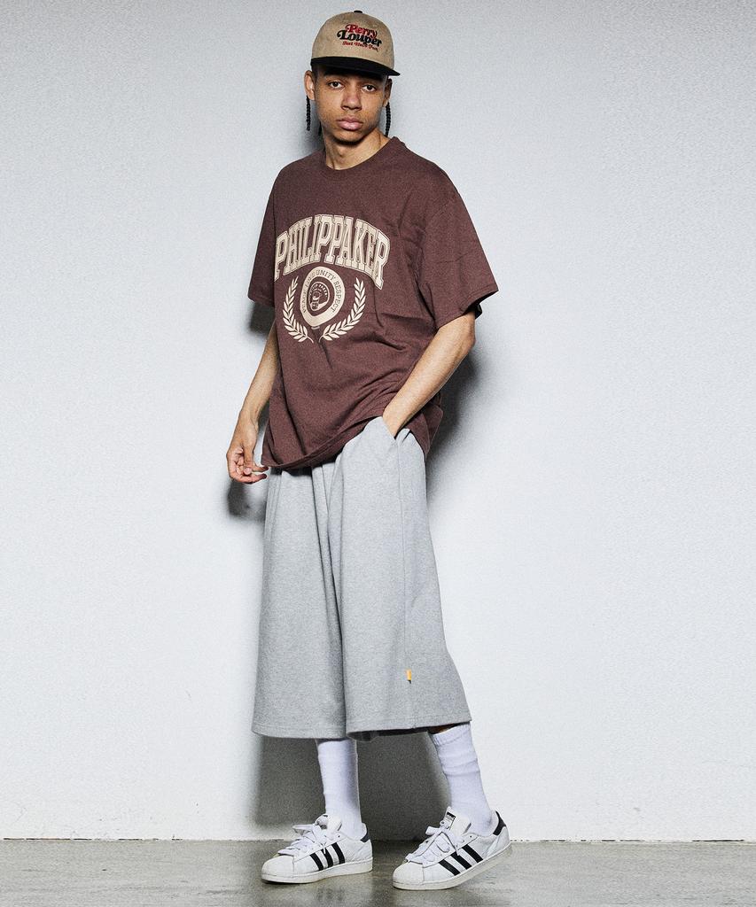 PHILIPPAKER [2Pack] Bermuda Giant One-Pleat Sweatshirt Crotch-Length Pants 2Pack
