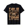 European Sizes Men'S  T-Shirt - Black with Orange Lion of Judah & Hebrew Israelite Graphic - Bold Study Statement Tee -Hebrew Bible Apparel