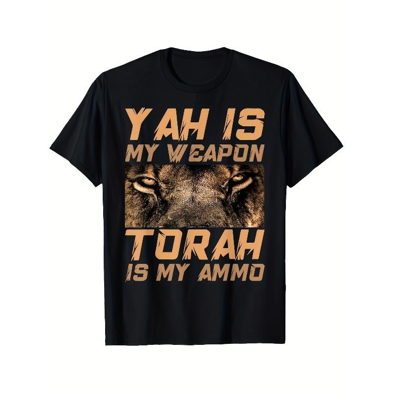 

European sizes Men S T-Shirt - Black with Orange Lion of Judah & Hebrew Israelite Graphic - Bold Study Statement Tee -Hebrew Bible Apparel 4XL