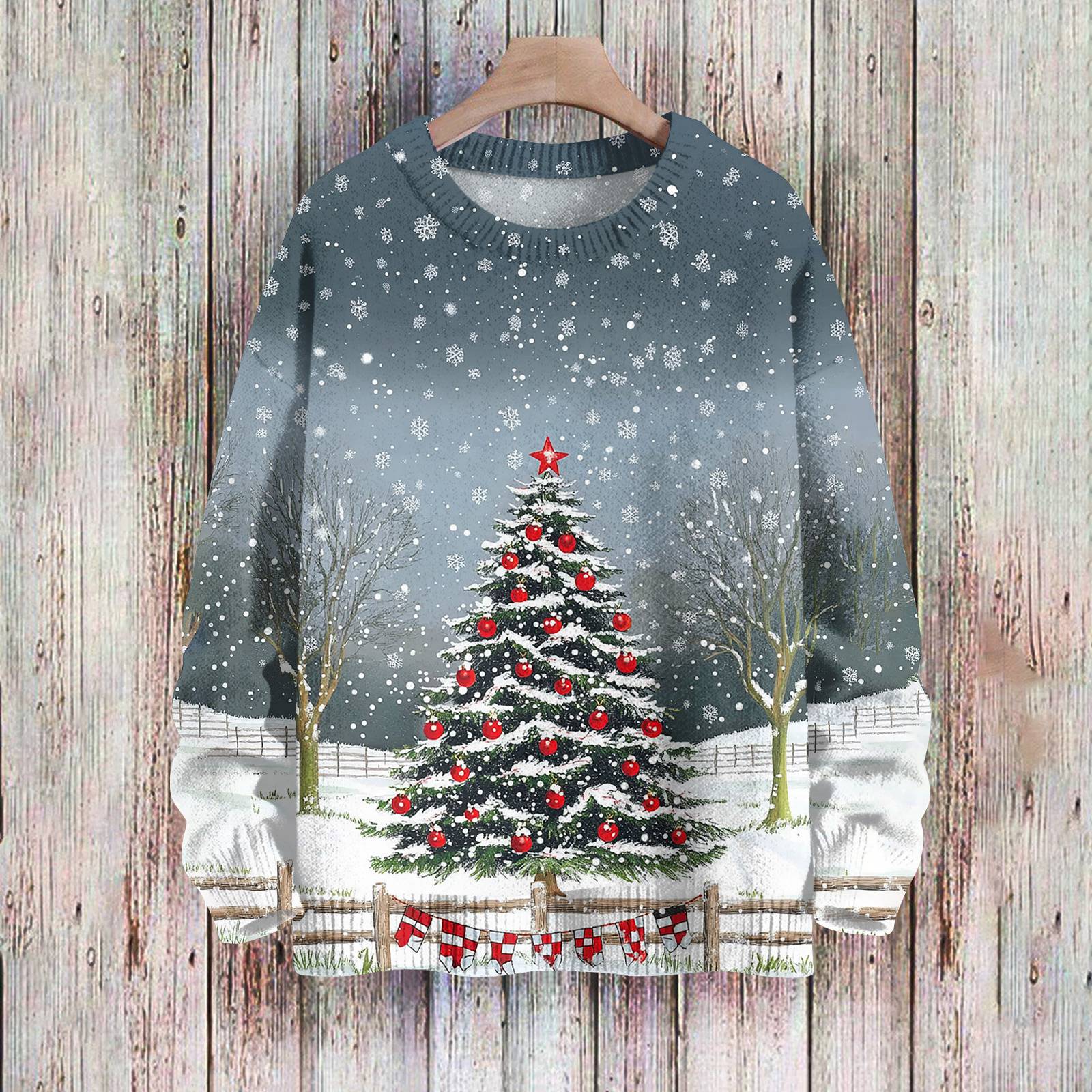 

Рождественские толстовки для женщин Вязаный свитер Милая рубашка Осенний свитер с круглым вырезом Топы L