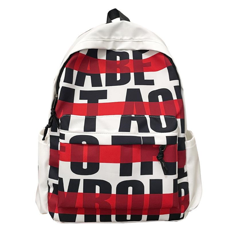 

Creative printed letter backpack bag ins casual simple large-capacity men s and women s same college student campus bag Single Pack чорний
