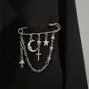 Fashion Creative Heart Angel Wings Chain Brooch For Women Men Suit Decoration Tassel Chain Pin Clothing Accessories Gifts