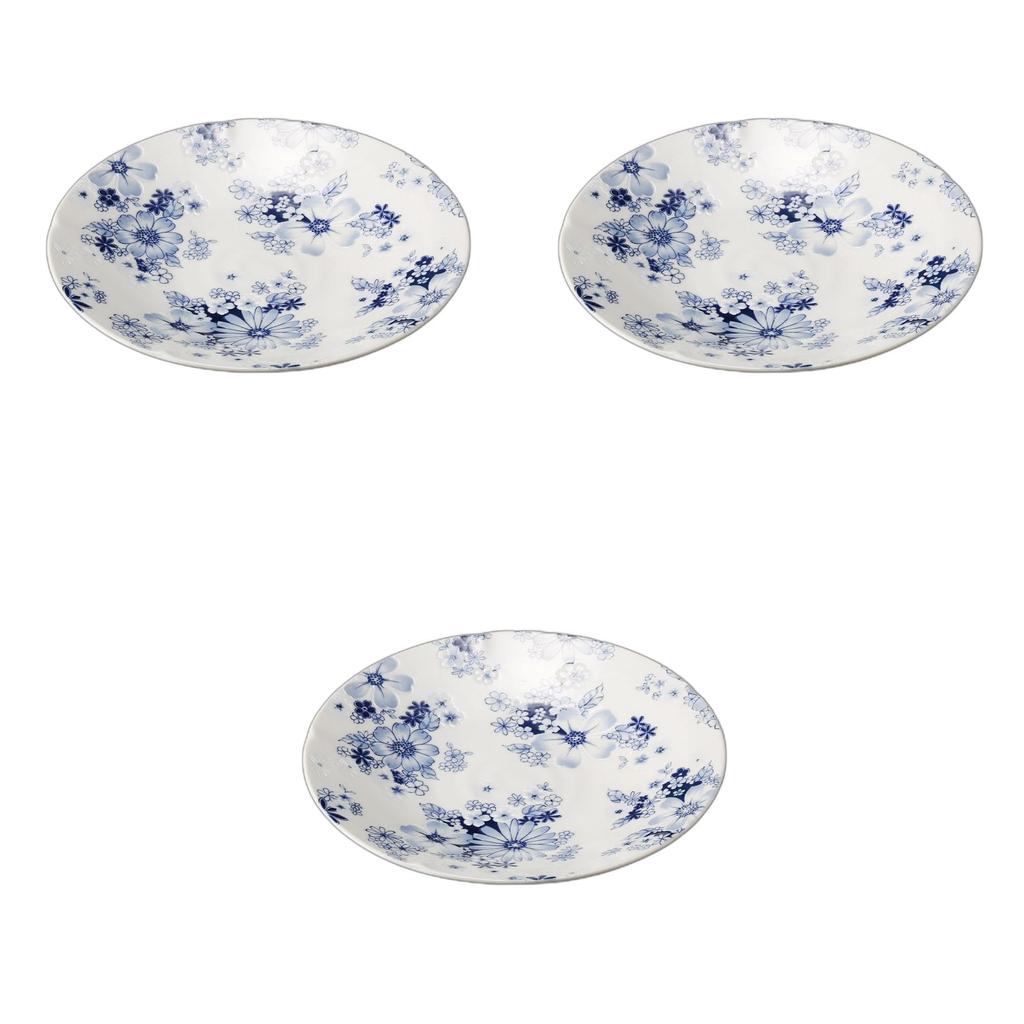 Set of 3 Flower Gathering Plates x Large Ceramic Plates by Setomonohonpo 8.0cm [24.5 3cm]