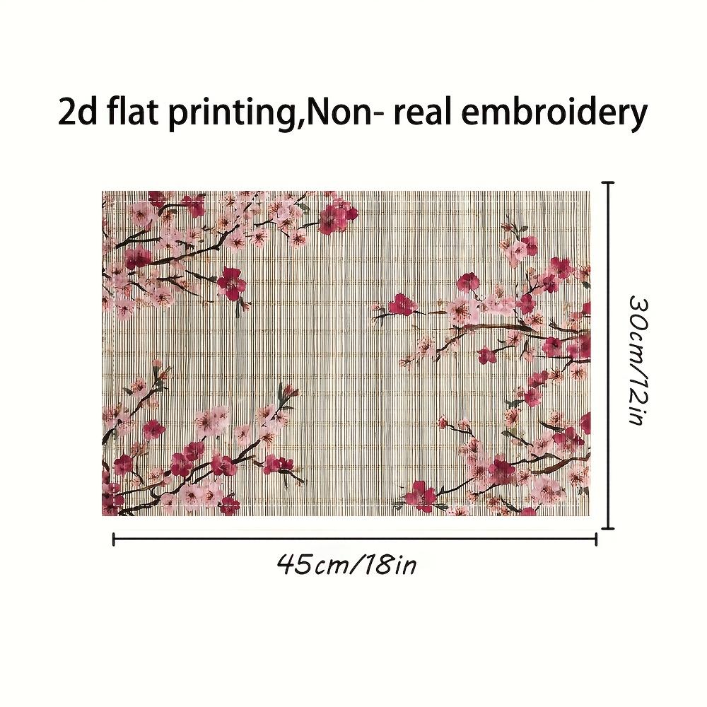 Japanese Cherry Blossom Table Mat Imitation Weaving Table Mat Home Kitchen Restaurant Desktop Decoration Accessories 2PCS
