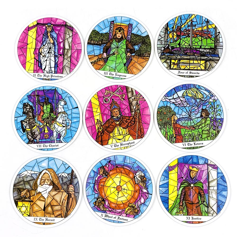A 78Pcs Round Tarot Cards Deck Playing English Version Predictive Divination Board Game Card Gifts Family Gathering Cards Game
