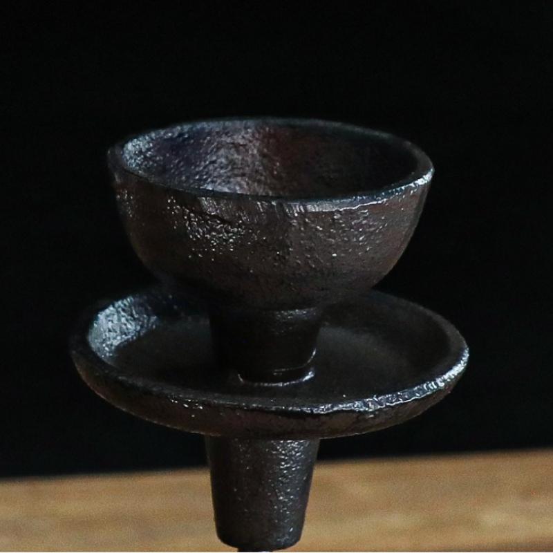 Vintage Cast Iron Candle Holder Classic Chinese Tea Ceremony Decoration Home Décor Ornament