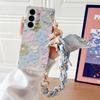 Relief Flower Phone Case For Samsung Galaxy Z Fold 7 5G Scarves Bracelet Hand Strap Protective PC Hard Shell Fold7 Back Cover