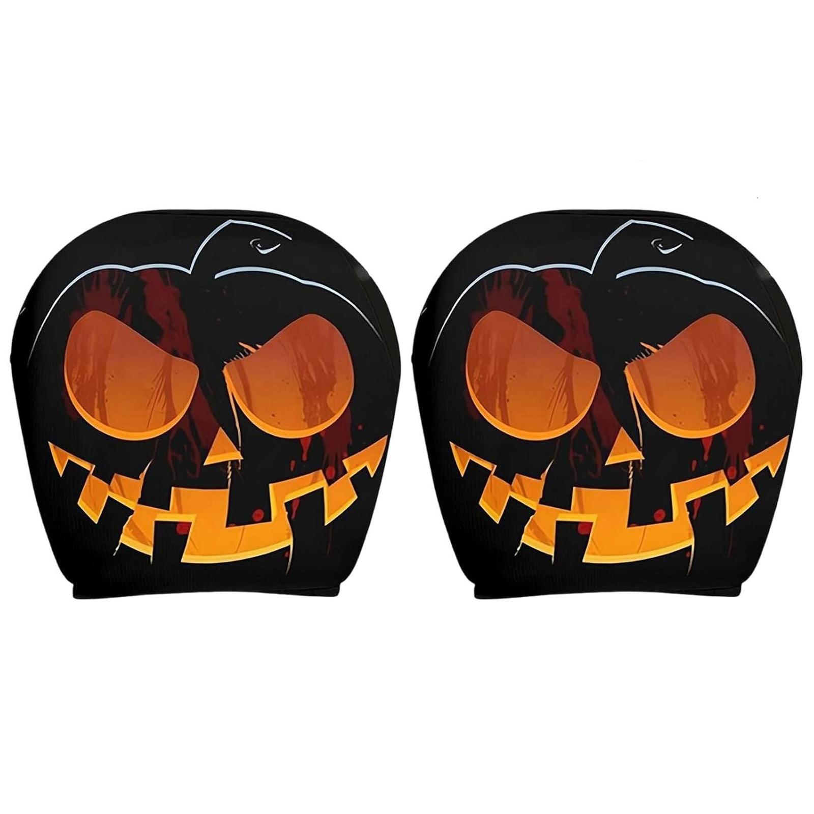 2/4pcs Halloween Headrest Covers Decorative Cushion Cover Automobile Headrest Protector for Auto Front Seat Rest Decoration