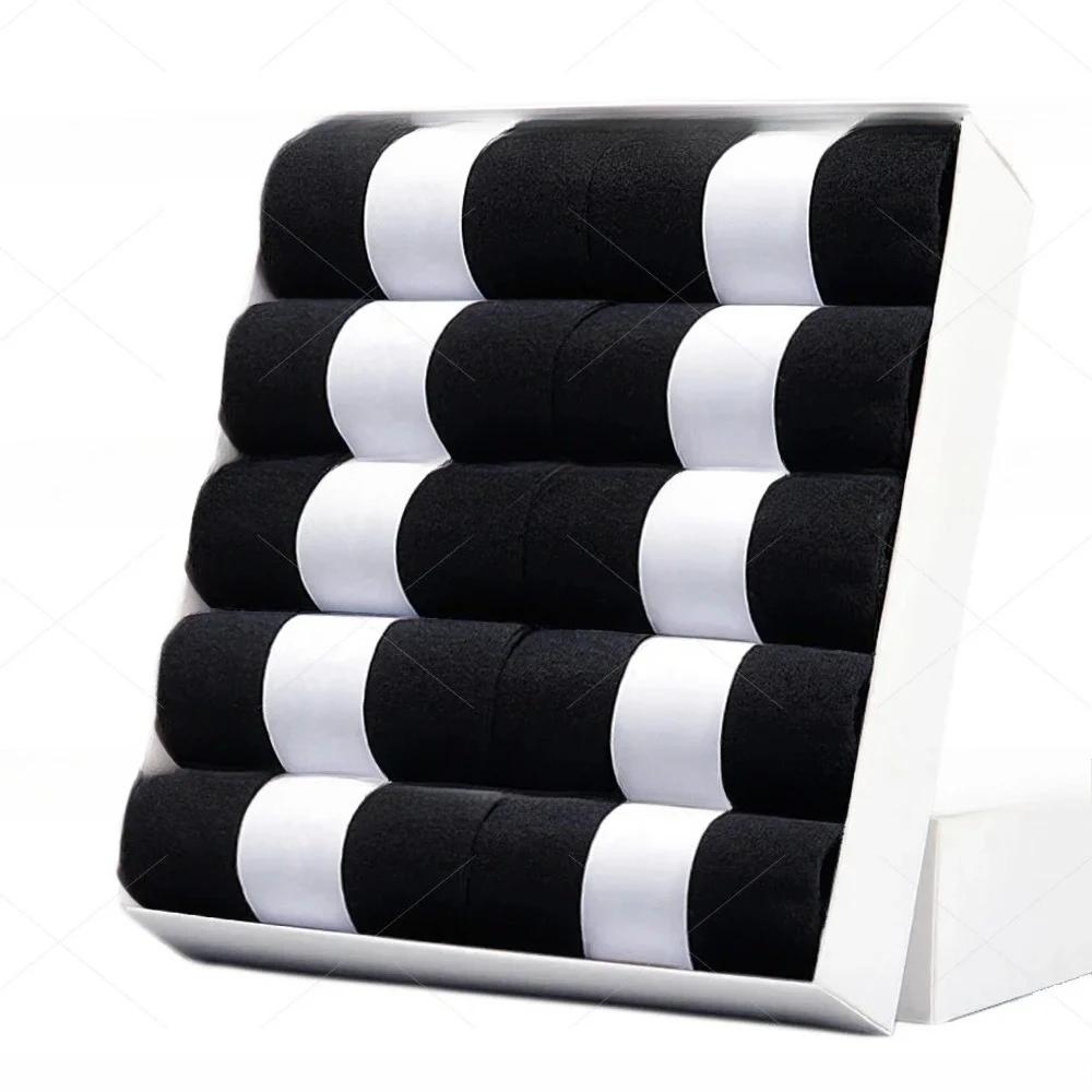 5 10 Pairs Men Socks Cotton Blend Black Business Casual Soft Breathable for Spring Summer Autumn Winter Size 6-13